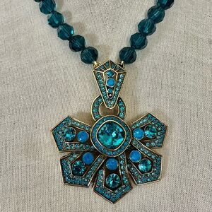 Heidi Daus Teal Crystal Statement Pendant Necklace